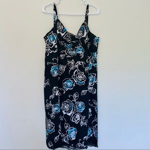 ANOTHER THYME BLACK DRESS W/ TEAL & WHITE FLORAL